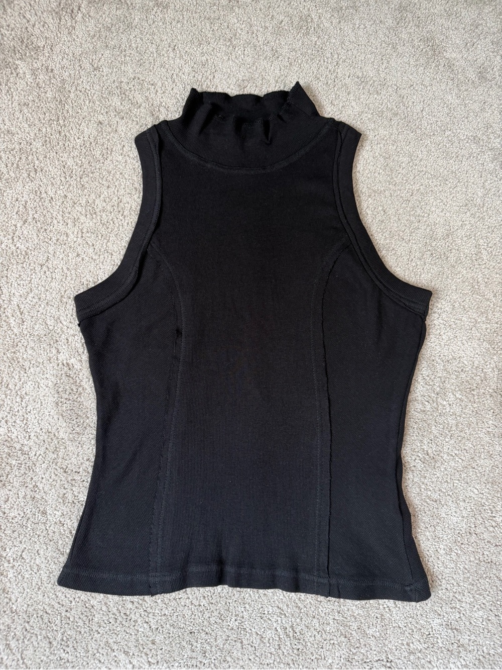 Pilcro Anthropologie Printed Turtleneck Tank Top Black Onyx Size Small NWT
